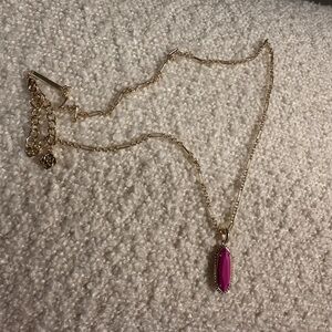 Kendra Scott Eva Small Long Pendant Necklace in neon pink